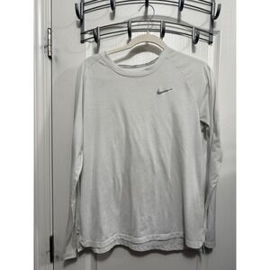 Nike Dri-FIT Long Sleeve Running Shirt White Perforated Breathable Women's Large